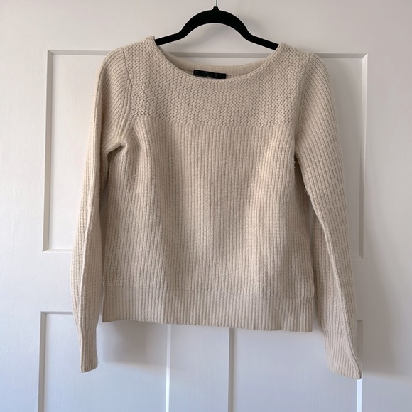 Jenni Kayne Oatmeal Cashmere Fisherman Sweater XS
